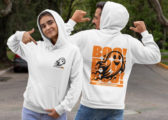 Halloween Ghost Hoodie, Spooky Sweatshirt for Fall, Trick or Treat Unisex Hooded Sweat, Cozy Halloween Custom Hoodies, Halloween
