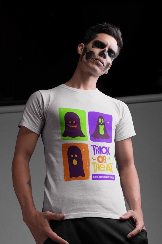 Trick or Treat Ghost Shirt – Personalized Halloween T-Shirt – Custom Name Spooky Tee – Funny Ghost Costume Top