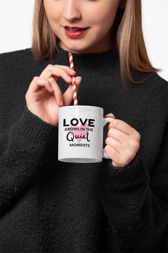 Minimal Romantic Cup - Love Grows Here mug | Ceramic Coffee Cup
