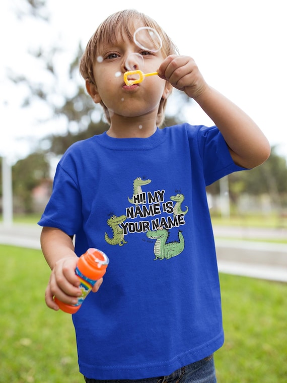 Personalized Dinosaur Name Shirt for Kids – Custom Back to School Tee with Cute Dino Design – Name Tag Style T-Shirt for Boys