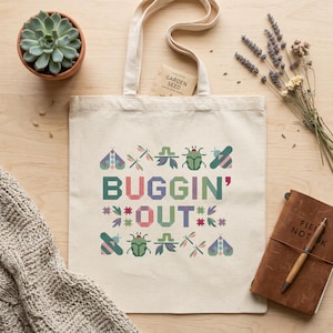 Buggin' Out Beetle and Moths Tote Bag | Cotton Canvas Tote