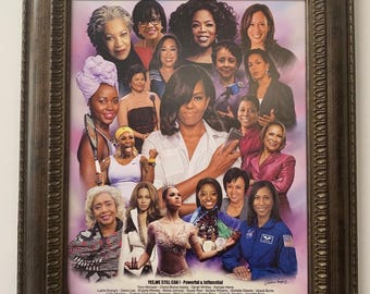Inspirational Women Art Collage, Framed African American Portrait