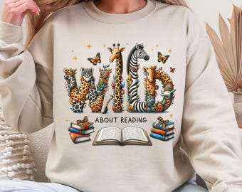 Vild om läsning PNG, bokälskare sublimeringsdesignfil, bibliotekarie omedelbar digital nedladdning, bokläsningslärare PNG, boklig PNG
