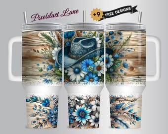 Western Flower 40oz Tumbler Wrap, Rustic Floral Western Southwest 40 Oz ...