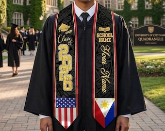 Personalized Filipino Graduation Sash, Customize Philippines Graduation Stole, Philippine Graduation Sash, Class of 2026