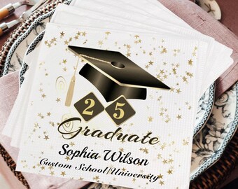 Custom Graduation Napkins Personalized Graduation Cocktail Napkins Grad Party Cocktail Napkins Graduation Party Decoration Custom Grad Decor