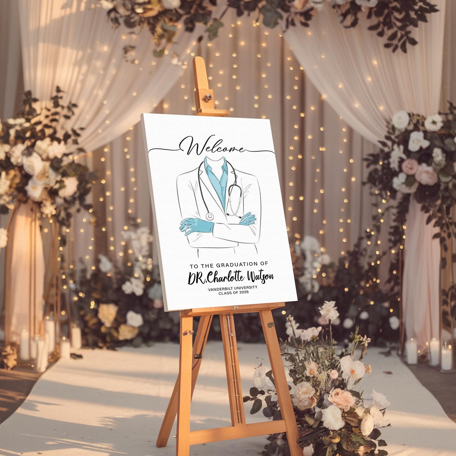 Personalized Doctor Graduation Welcome Sign, Custom Backdrop for ...