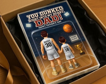 You Dunked Right Into My Heart Dad, Basketball Custom Figure Personalized Acrylic Block Plaque, Father's Day Gift for Dad, Gift for Husband