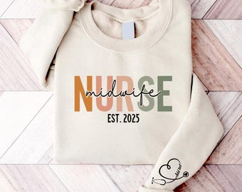 Custom Nurse Midwife Sweatshirt, Nurse Bow Sweatshirt, Nurse Midwife Gift, Home Birth Gift, Midwife Sweater, Pregnancy Crewneck