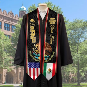Custom Mexican Graduation Sash, Guadalupe Stole, Mexican American Flag Graduation Sash, Guadalupe Sash, Mexico Graduation Sash,Hispanic Sash