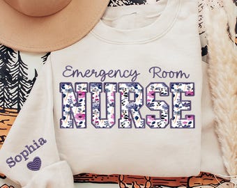 Embroidered Emergency Department Sweatshirt, Emergency Nurse Sweatshirt, Hospital Sweatshirt, ER Nurse Crewneck, ER Nurse Gift