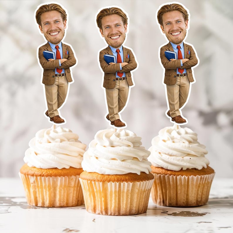 Custom Photo Teacher Cupcake Toppers, Custom Face Cupcake Toppers ...