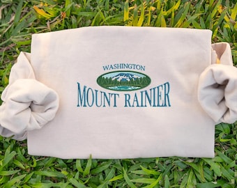 Washington Mount Rainier Embroidered Crewneck, Washington State Crewneck, Outdoorsy Sweatshirt, Mount Rainier Hoodie Embroidered Hoodie