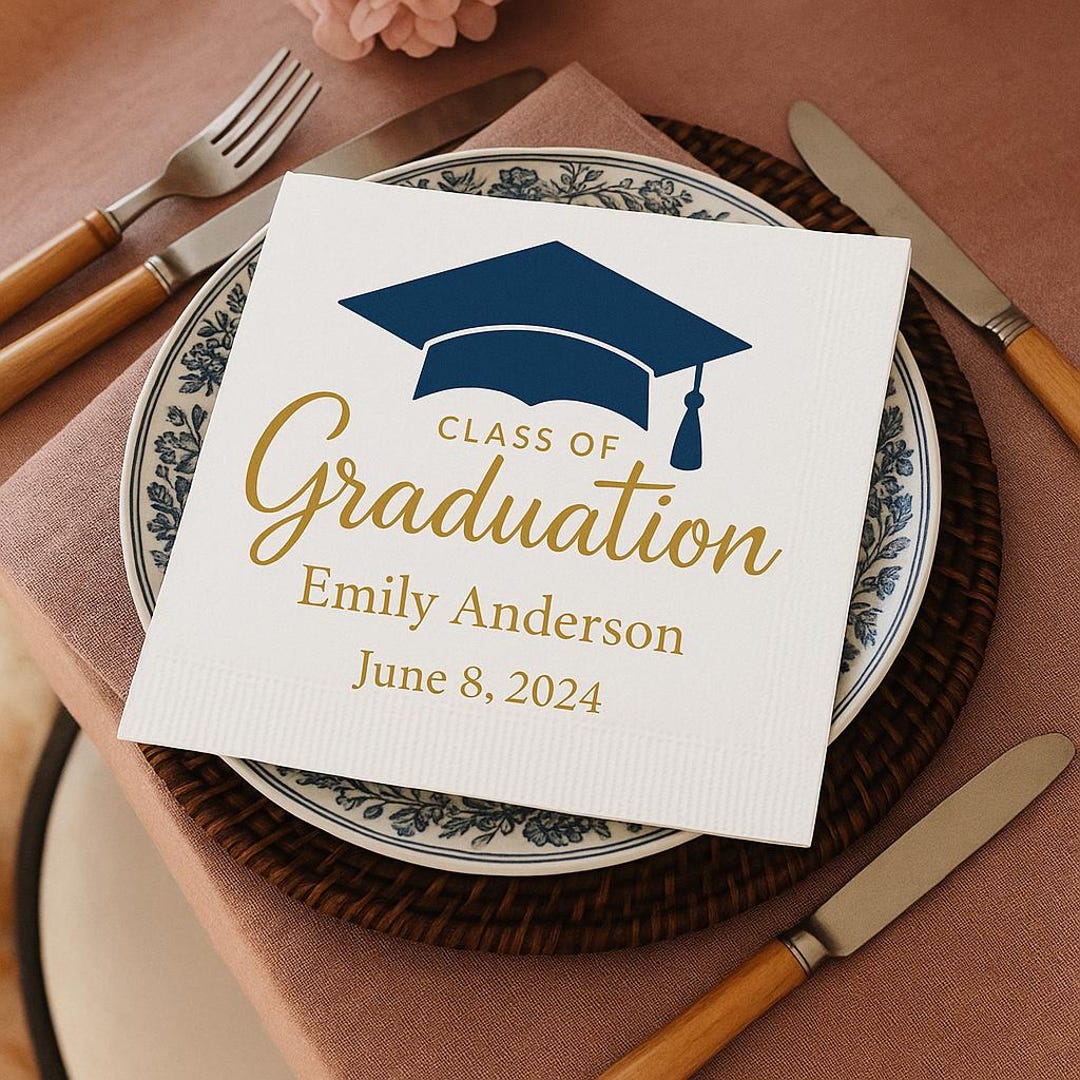 Custom Graduation Napkins, Grad Party Decor, Class of 2025 ...