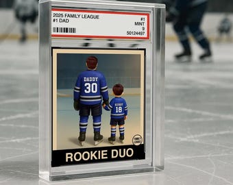 Hockey No. 1 Dad Man & Kids Trading Card Style Personalized Acrylic Block Plaque, Father's Day Gift for Hockey Lovers, Sport Dad Keepsake