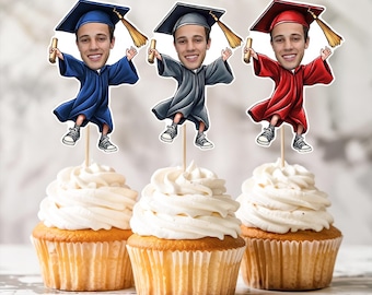 Personalized Graduation Photo Cupcake Toppers, Graduation Party Face Cupcake Toppers, 2025 Graduation Party Decorations, Graduate Party Gift