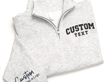 Custom Text or Logo Embroidered Sweatshirt, Personalized Business Logo Embroidery Hoodie, Custom Team Logo Clothings, Company Logo Outfit