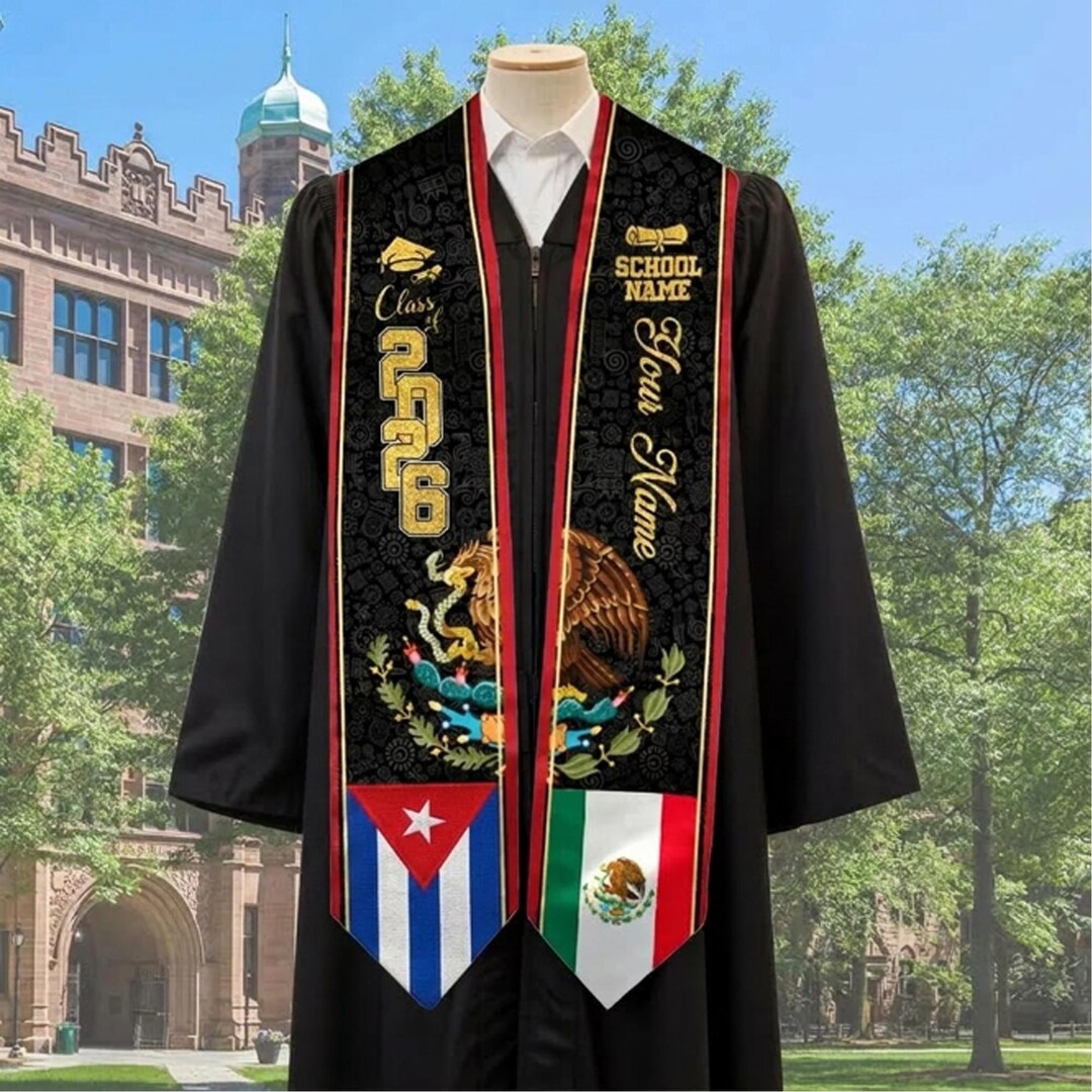 Cuban Graduation Personalized Cuban Mexican Graduation Stole, Class of 2026 Name Sash ...