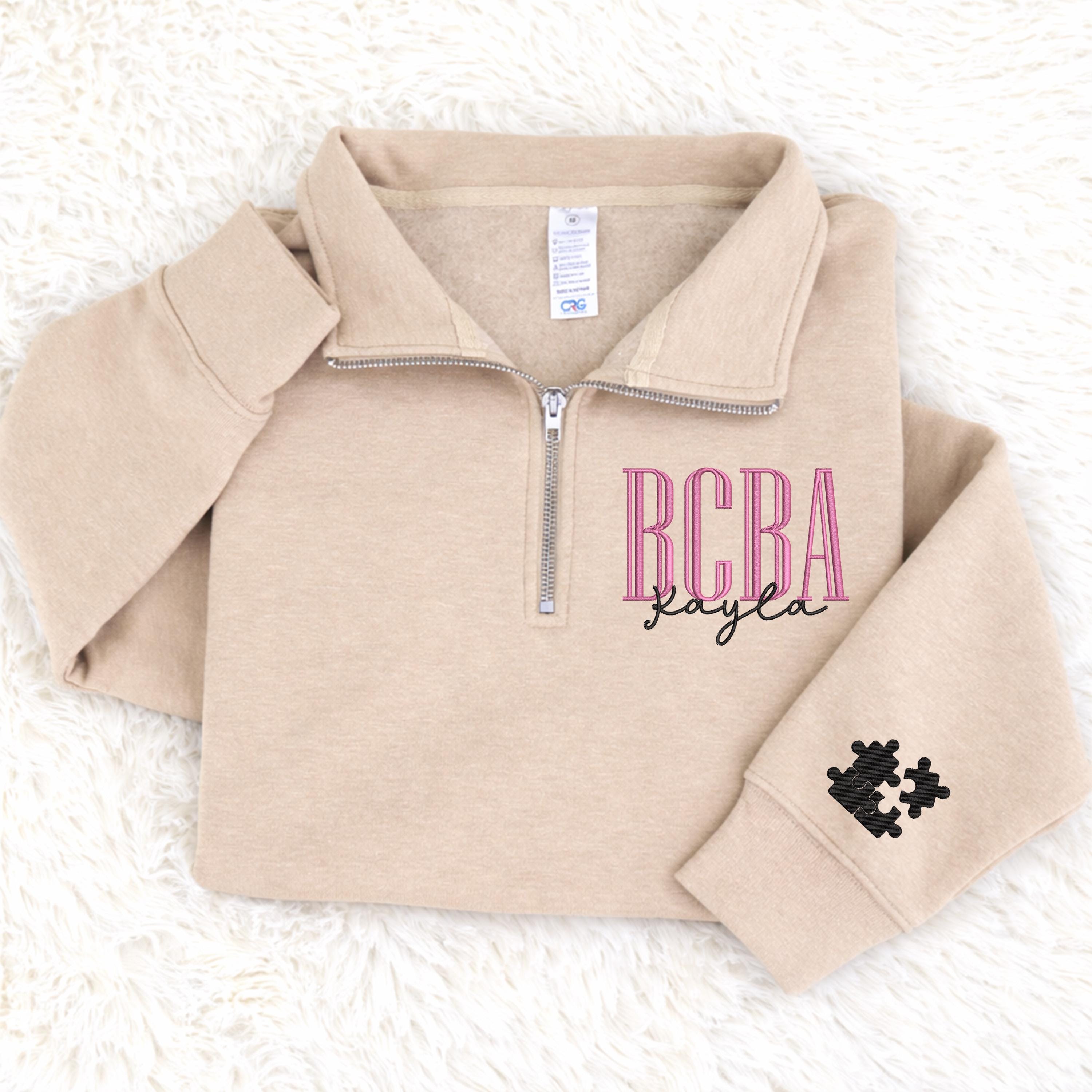 Personalized Behavior Analyst Embroidered Quarter Zip Sweatshirt, Gift ...