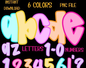 Doodle Alphabet Clipart: Preppy Letters & Numbers PNG Pack (Digital Download)