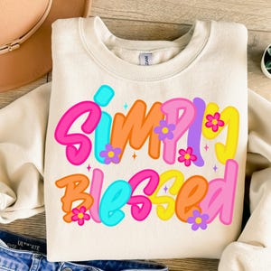 Simply Blessed PNG: Retro Christian Design (Digital Download)