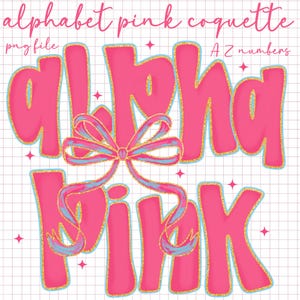 Pink and Gold Alphabet PNG, Pink Back to School Letters, Pink Bow, Preppy Mom PNG, Grandmillennial Style Digital Download