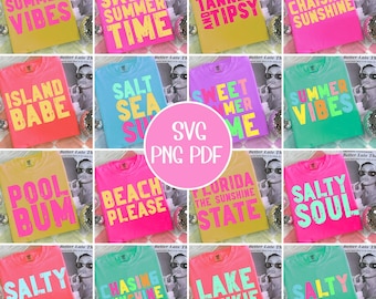 Sun PNG svg  Beach Life Bundle svg Summer png svg Neon Trendy Summer T-shirt Design Distressed Beach PNG Lake Pool River PNG Sun, neon