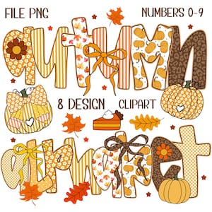 Retro Floral Alphabet PNG: Preppy Autumn Font (Digital Download)