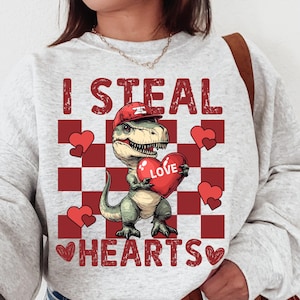 Retro Plaid Valentine Png, Stealing Hearts Vday Png, Valentine Dinosaur Png, Valentine&#39;s Day Png, Valentine Dinosaur Holding A Heart Png