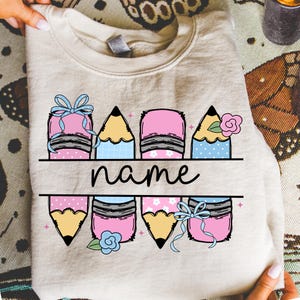 Custom Teacher Name Pencil PNG: Retro Back to School Design