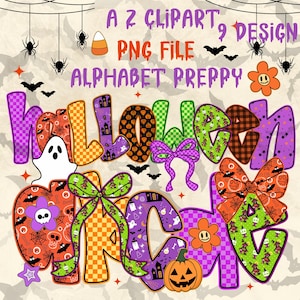 Halloween Alphabet PNG: Retro Preppy Font, Coquette Letters (Digital Download)