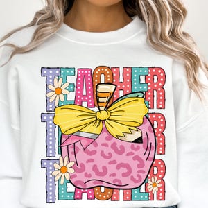 Coquette Teacher PNG: Teach Bows T-shirt Design (Digital Download)