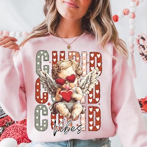 Retro Cupid Vibes Funny Valentine's Day PNG Cute Valentine Shirt Valentines Day Png ,Cute Cupid Png Retro Valentines Day Png Valentines Day