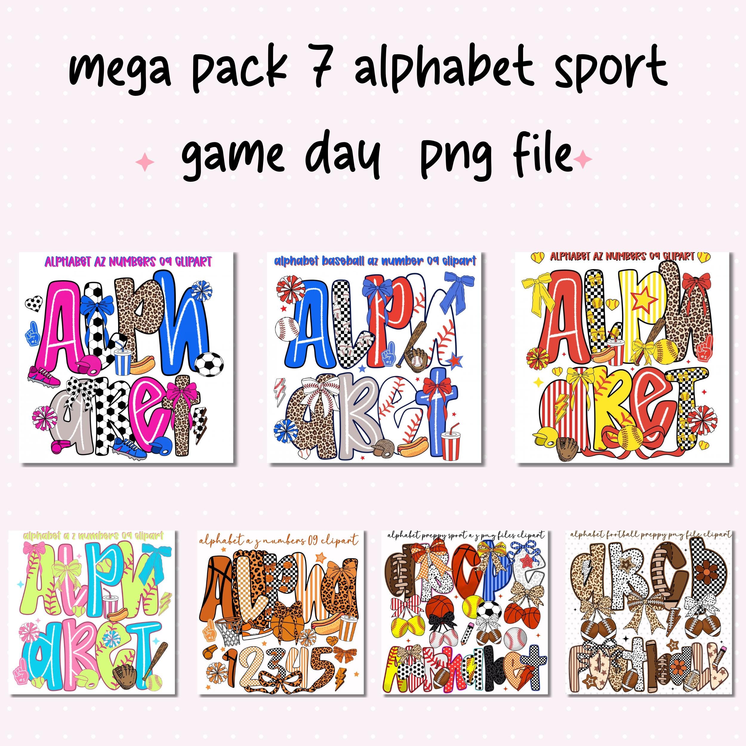 Varsity Sports Alphabet PNG Bundle: College Font Clipart (digital ...