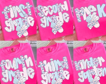 Preppy floral back-to-school bundle, first day of school, school PNG, preppy school PNG, first, second, and third grade design, school png