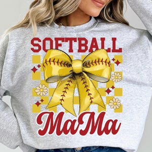 Retro Softball Mama PNG: Coquette Game Day Bow (Digital Download)