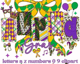 Karneval Alphabet PNG | Glitter Fleur De Lis Buchstaben (Digitaler Download)