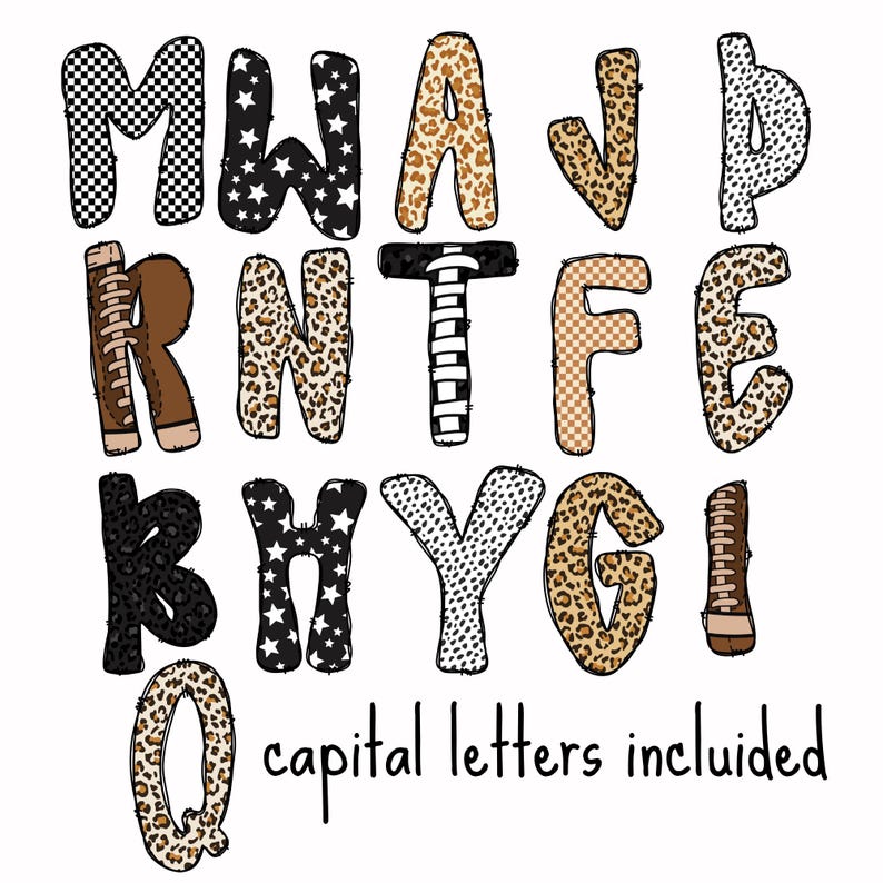 Preppy Alphabet PNG Bundle: Grandmillennial Game Day Letters (digital ...