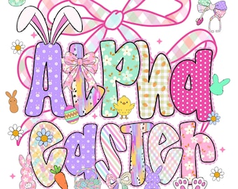 Kaninklotter påskalfabet PNG Clipart | Sublimeringsbokstäver (digital nedladdning)