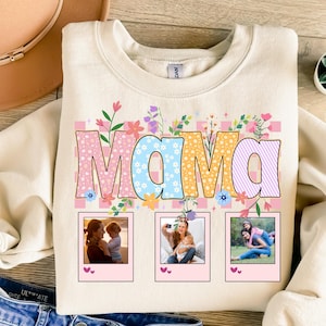Fiocco floreale Mama PNG: foto personalizzata, festa della mamma (download digitale)