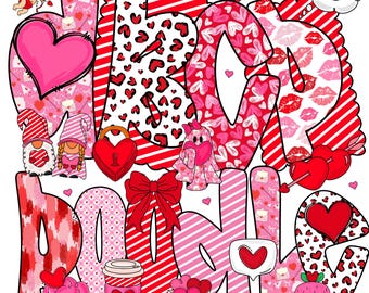 Valentine's Day Doodle Alphabet: Coquette PNG Clipart (PDF)