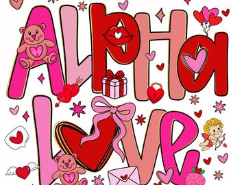 Valentine's Day Alphabet Clipart • Pink & Red Brush Stroke Letters (PNG)