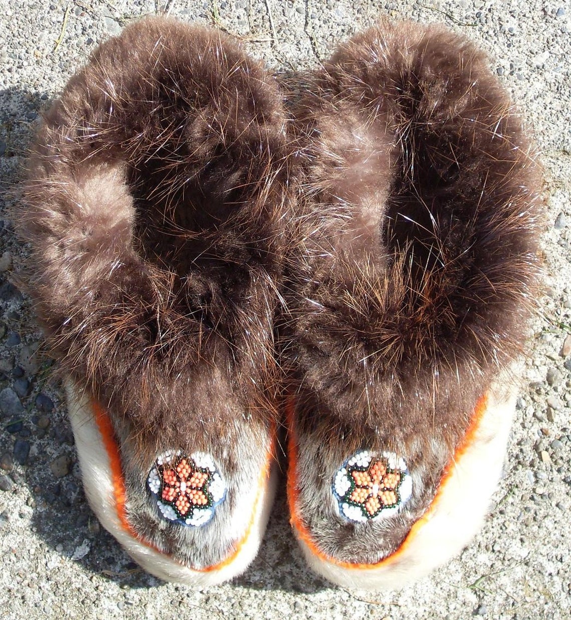 MUKLUKS...VINTAGE SEAL FUR LEATHER NATIVE ALASKAN BEADED Etsy