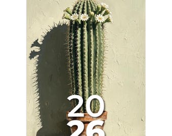 Wandkalender cactussen en vetplanten 2026: kant-en-klare kunstafdrukken