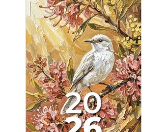 Wandkalender Australische vogels en bloemen 2026: kant-en-klare kunstafdrukken