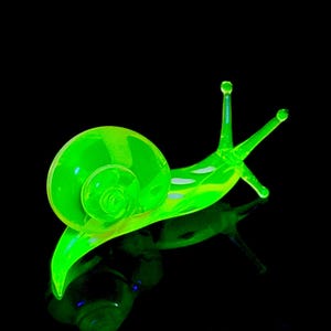 Uranium Glass Striped Snail - Glass Figurine Sculpture
