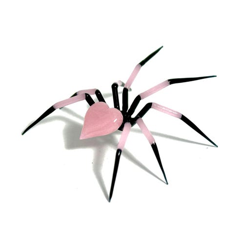 Araignée coeur rose - Sculpture figurine en verre