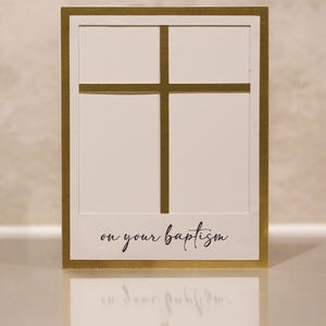 Elegant White & Gold Baptism Greeting Card – Religious Christening Card, Baptism Gift, Holy Communion Card, Christian Faith Card