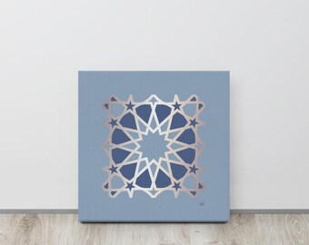 Six-fold Rosette Geometric Arabesque Design Square Canvas