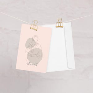 Nome personalizado Mulher muçulmana com hijab Cartão de felicitações minimalista